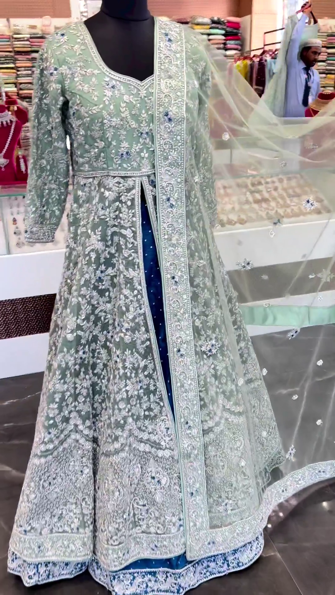 Designer Wedding Anarkali with Lehenga and Embellishment - DN-1425