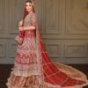 Paksitani Wedding Red Long Trail Lehenga with Embroidered Long Anarkali - DN-1655