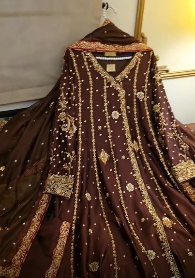 Chocolate Brown Anarkali | Zardosi Embroidery | Wedding Wear Farshi Garara Set – DN-3006