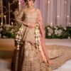 Ivory Designer Pakistani Waleema Long Trail Lehenga with Peplum and Embellishment - DN-1528