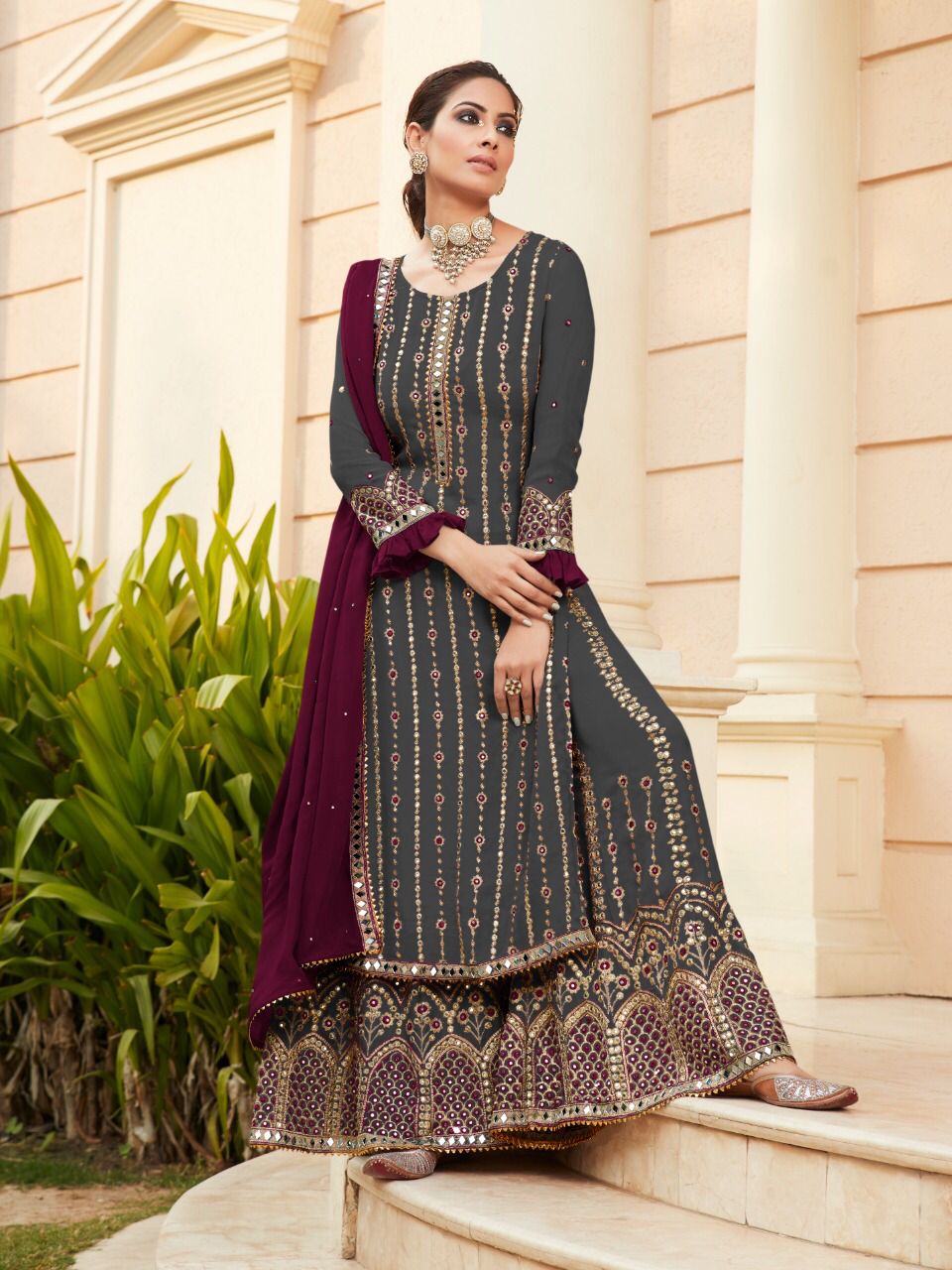 DESIGNER PARTY WEAR SHARARA WITH HAND WORK - DN-1978