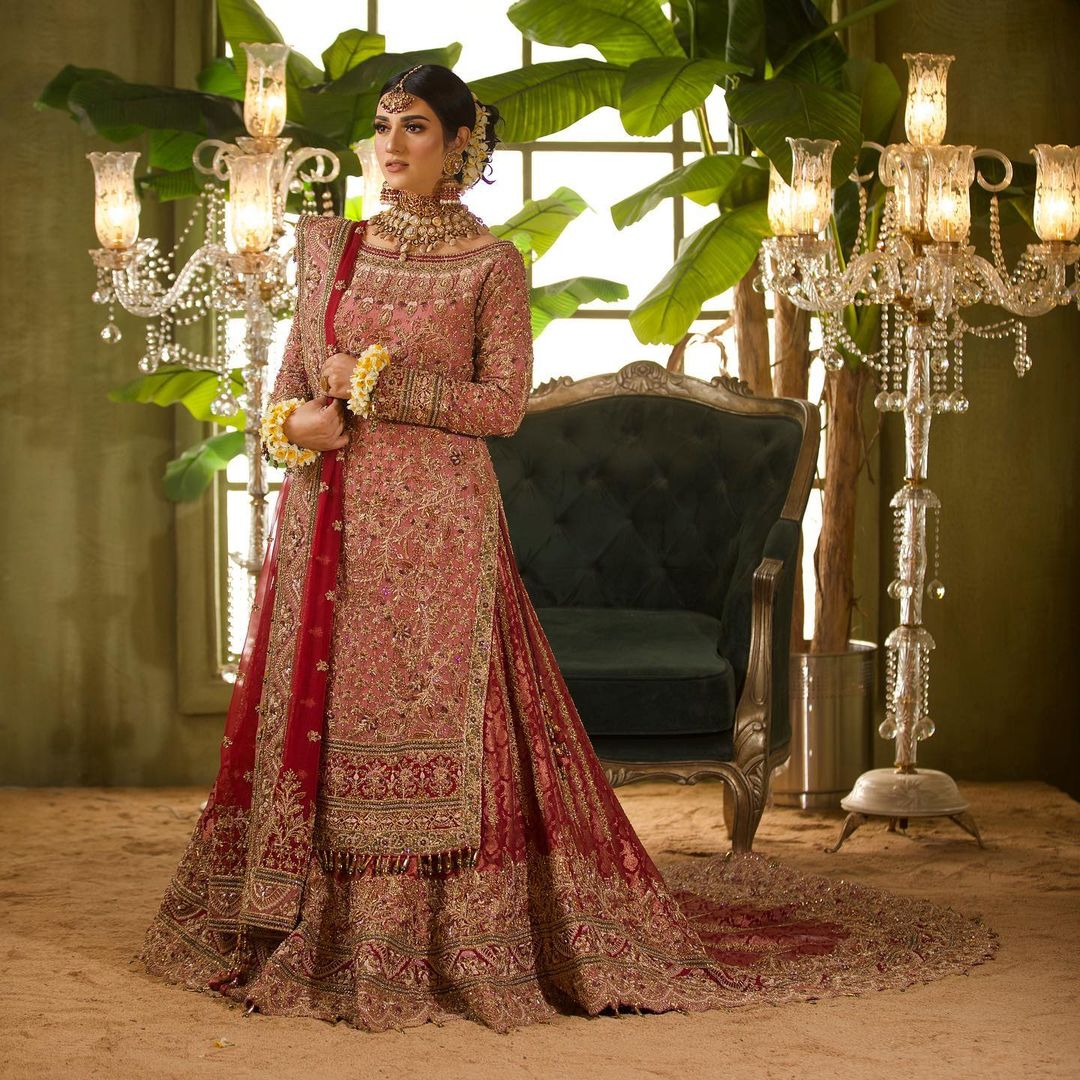 Designer Wedding Long Trail Lehenga with Embroidered Kurti - DN-1525