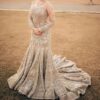 Wedding Ivory Long Trail Bridal Lehenga with Golden Embroidery- DN-1972