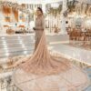Wedding Light Peach Long Trail Bridal Gown and Embellishment - DN-1971