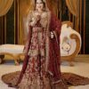 Traditional Red Bridal Long Trail Lehenga with Embroidery Peplum - DN-1651