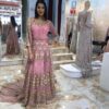 Designer Pakistani Pink Walima Gown with Embroidered Long Trail - DN-1596