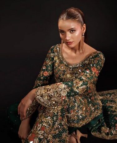 Dark Green Heavy Embroidered Pakistani Dress for Women DN - 3018