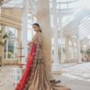 Beige Designer Wedding Waleema Long Trail Lehenga with Peplum - DN-1522