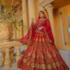 Hot Red Bridal Lehenga with Heavy Golden Embroidery- DN-1966