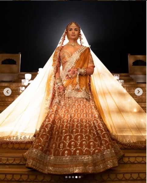 Alia Bhat Wedding Bridal Orange Lehenga Indian Ethnic Bollywood Dress - DN-1111