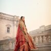 Pakistani Wedding Embroidered Half Split Peplum Jacket with Long Trail Lehenga - DN-1617