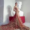 RED LONG TRAIL WEDDING LEHENGA WITH GOLDEN EMBROIDERED KAMEEZ - DN-1897