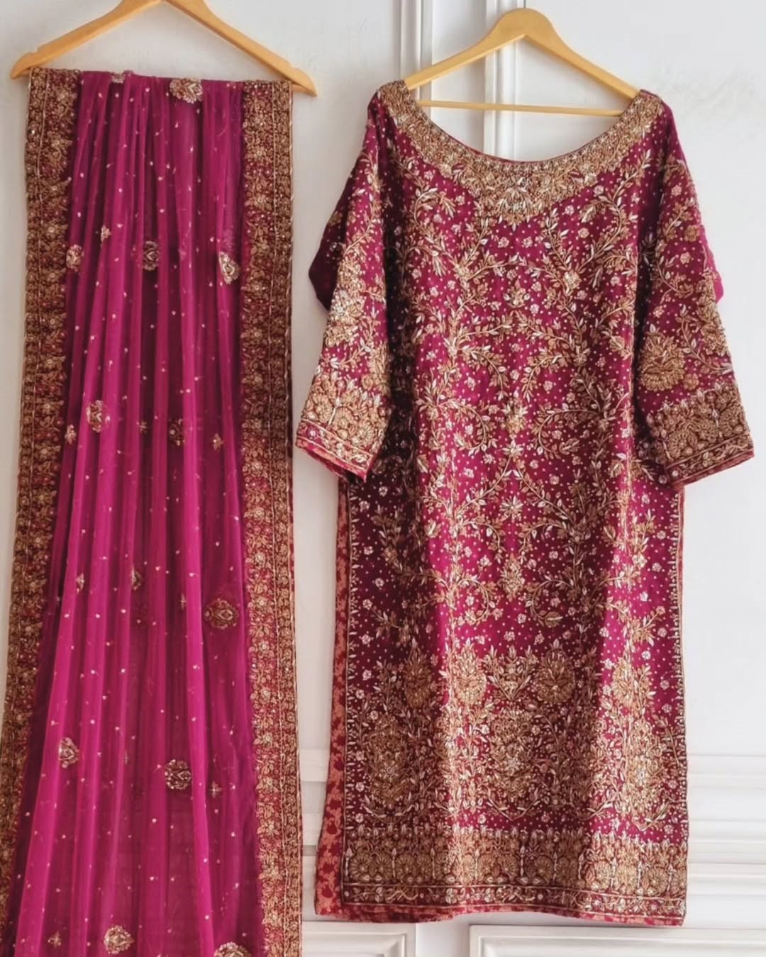 fashion Maroon Hand-Embroidered Suit with Heavy Zari Work - DN-1047