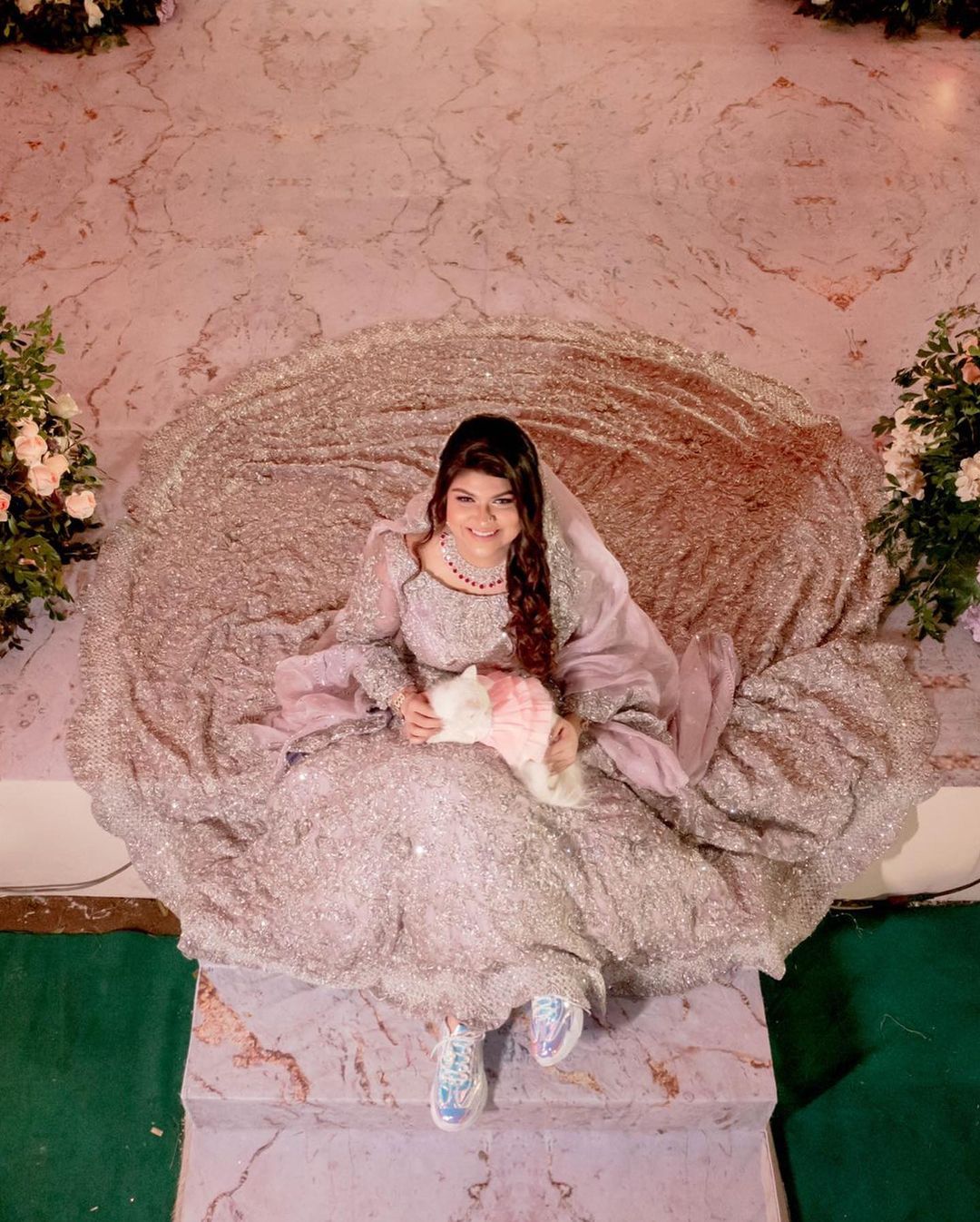Designer Pakistani Gown with Embroidered Trail For Walima and Reception - DN-1601