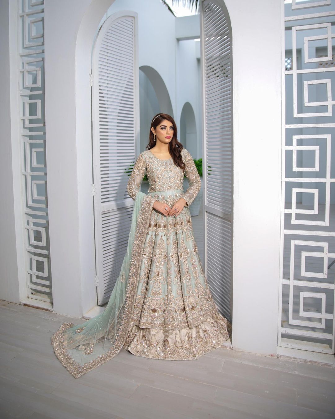 Reception Long Embroidered Anarkali with lehenga - DN-1632