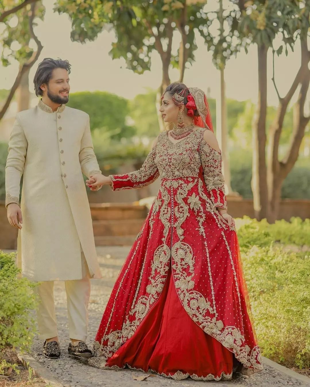 Red Designer Wedding Long Split Embroidered Anarkali with Lehenga - DN-1592