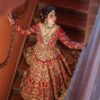 Red Designer Indian Bridal Long Anarkali with lehenga and Embellishment - DN-1518