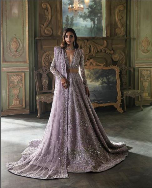 Pakistani Wedding Levender Lehenga anarkali bollywood Designer suit - DN-1097