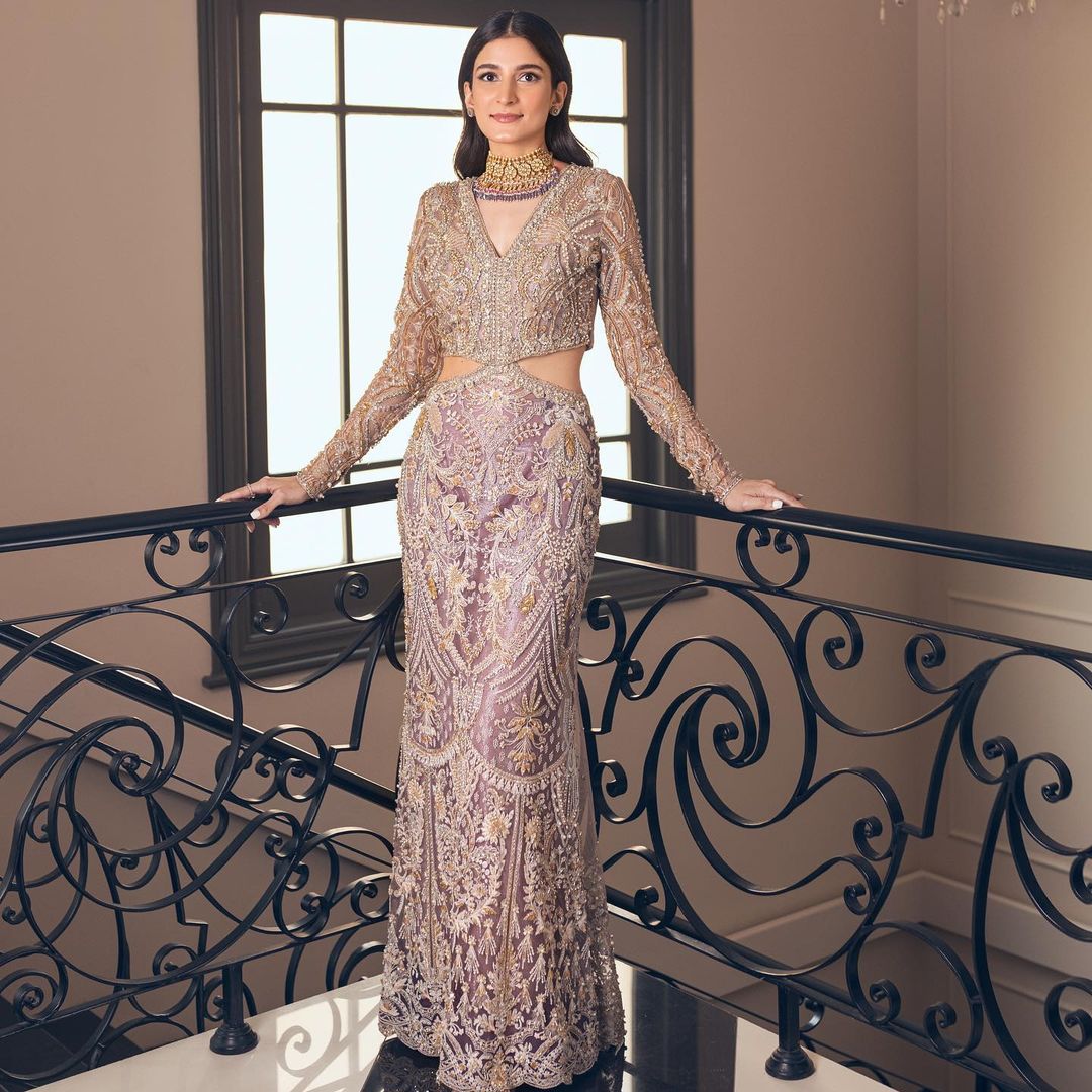 Ivory Designer Wedding and Reception Gown with Embroidery Bespoke - DN-1202