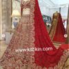 KSHKIN Inspired Traditional Red Indian Bridal long Trail lehenga with crop top and Embroidery Bespoke - DN-1245