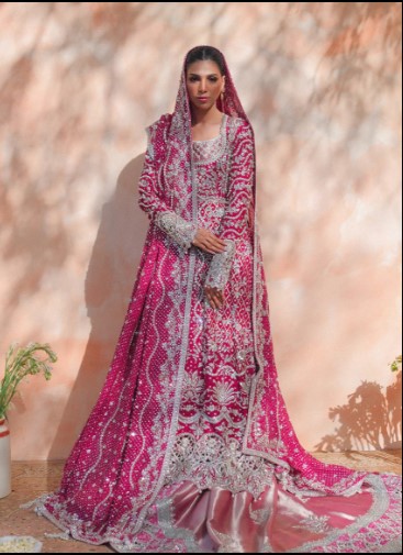 2026 TOP Pakistani Bridal Lehenga in Deep Pink Hand Embroidry anarkali - DN-1024
