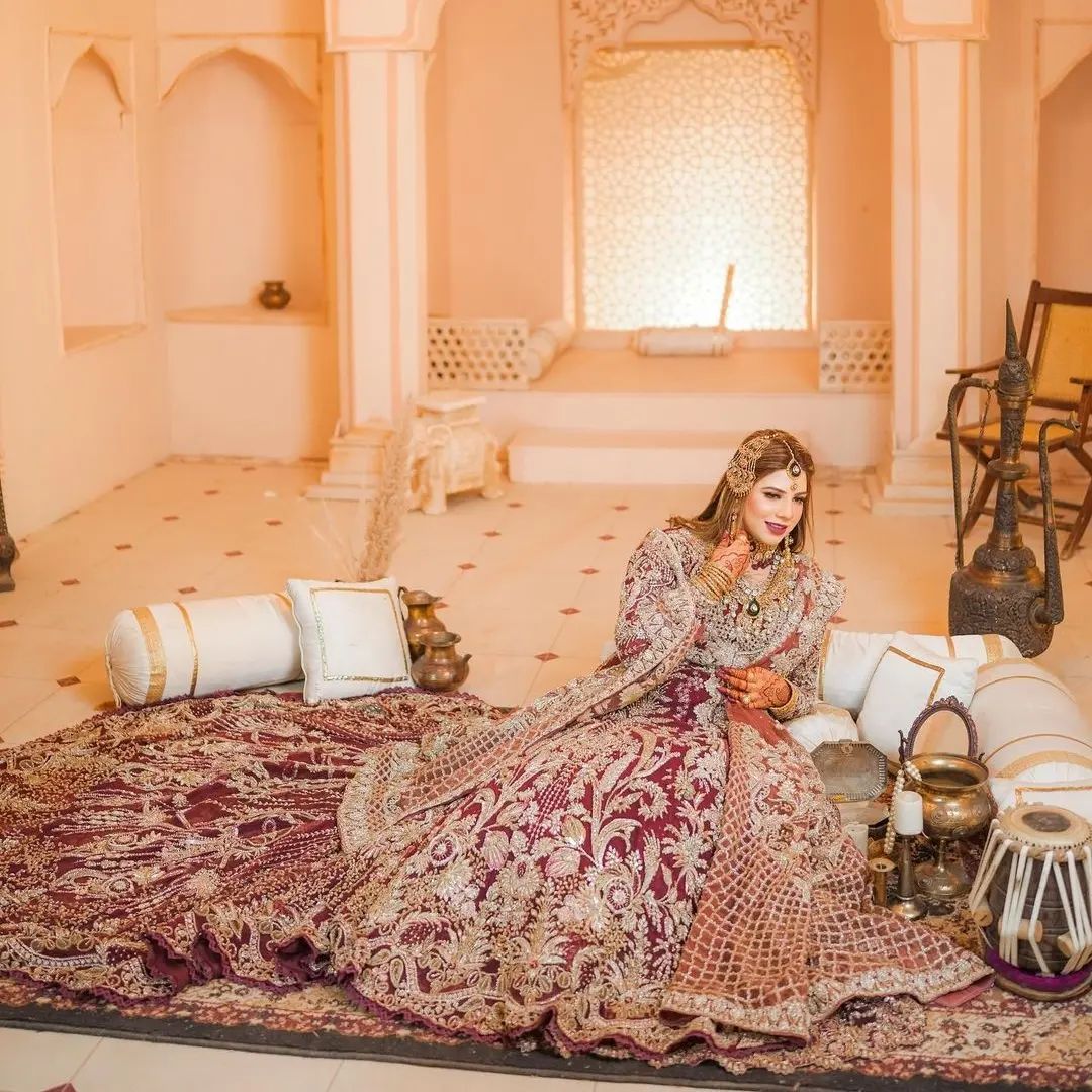 CLASSY PINK WEDDING LONG TRAIL LEHENGA WITH EMBROIDERY SPLIT KURTI - DN-1944