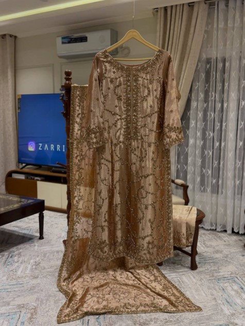 Most Trending Golden Sharara Suit | Best Groom Mother Sharara Suit - DN-1012