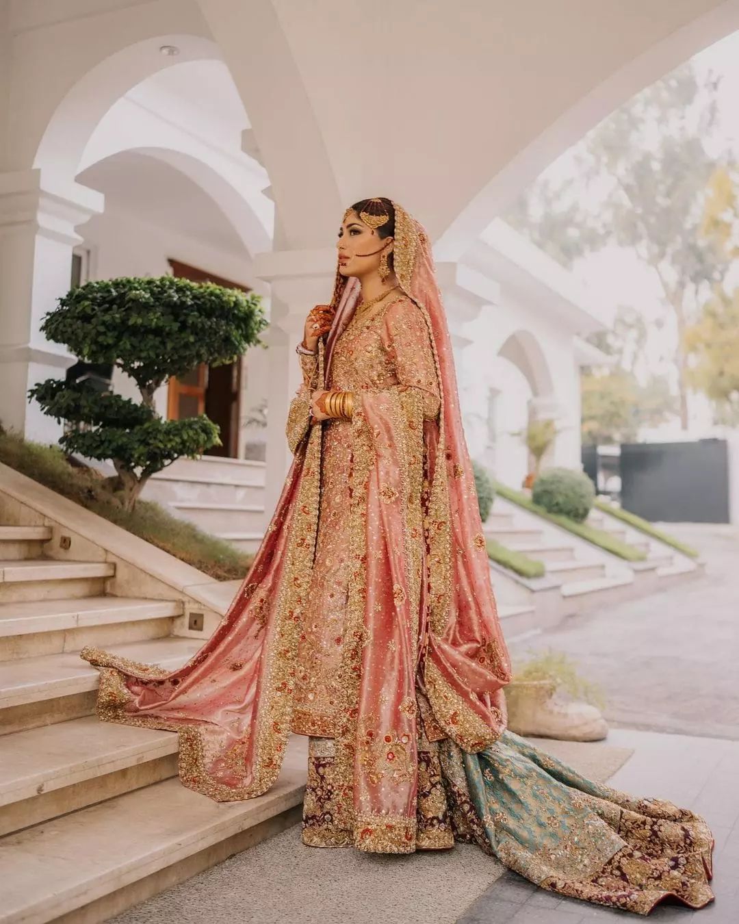 Designer Pakistani Wedding Waleema long Trail Lehenga with Kameez and Embellishment - DN-1509