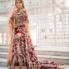 Designer Indian and Pakistani Bridal Maroon Long Trail Gown with Golden Embroidery - DN-1507