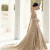 IVORY WEDDING GOWN WITH EMBROIDERED LONG TRAIL AND EMBELLISHMENT - DN-1938