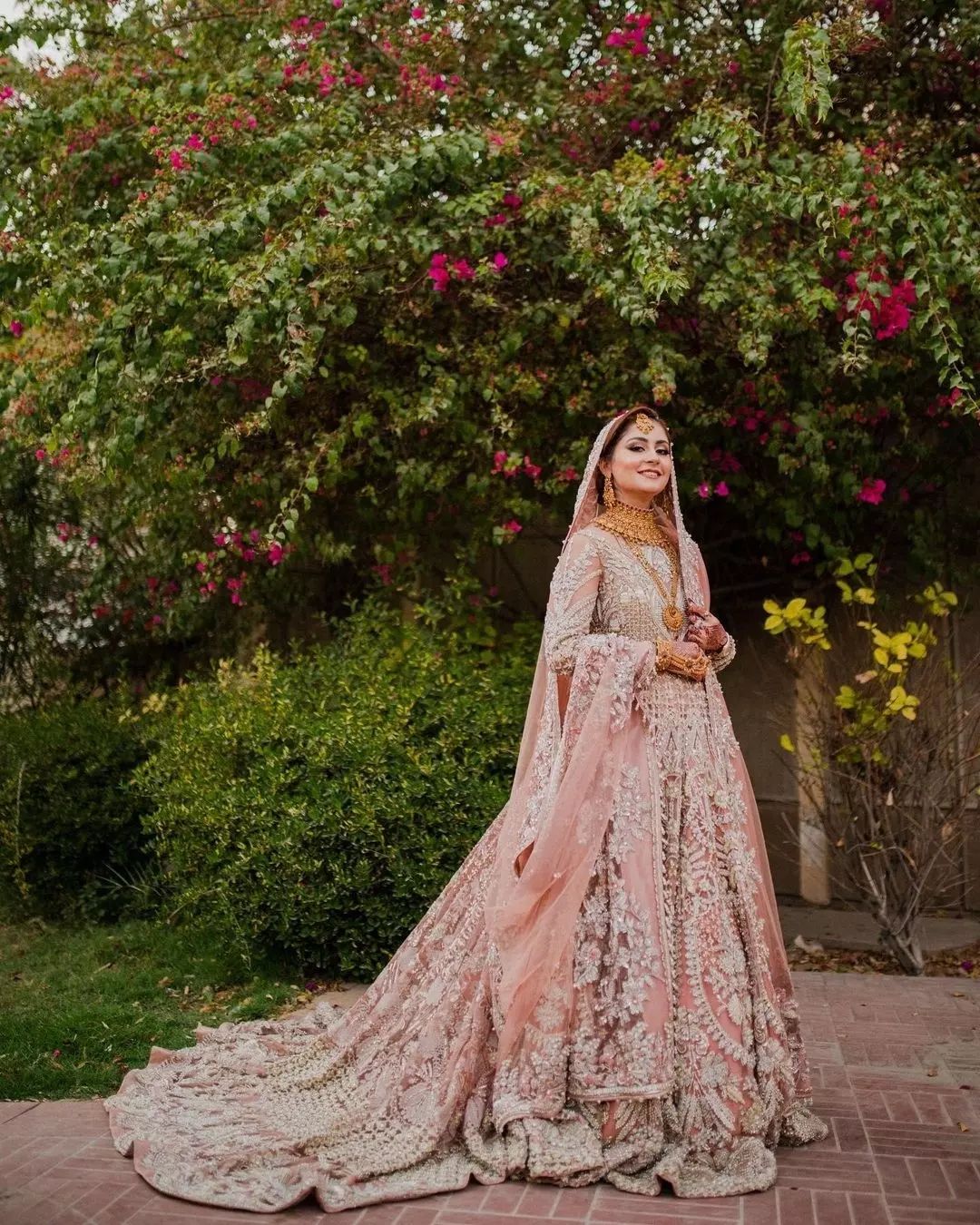 Ivory Designer Wedding Long Trail Gown with Embellishment - DN-1505