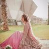 Designer wedding Waleema Ivory Split Anarkali with Pink Lehenga - DN-1504
