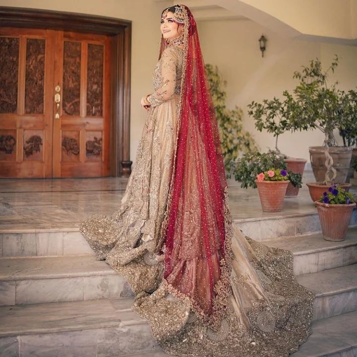 WEDDING PEPLUM WITH LONG TRAIL LEHENGA WITH EMBELLISHMENT - DN-1935