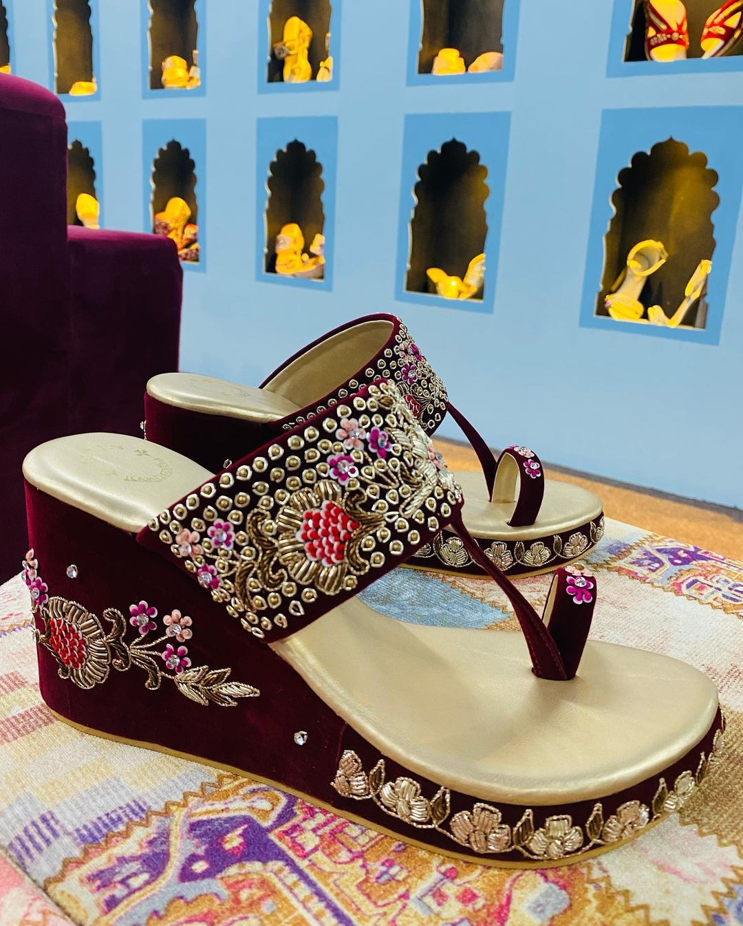 Designer Bridal Wedges and Heels with Embroidery - DN-1464