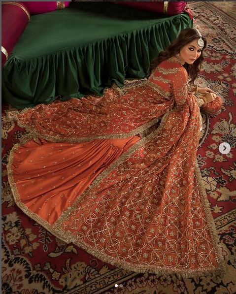 Orange Wedding Garara Collection Bollywood Style Pakistani Bespoke Fashion - DN-1107