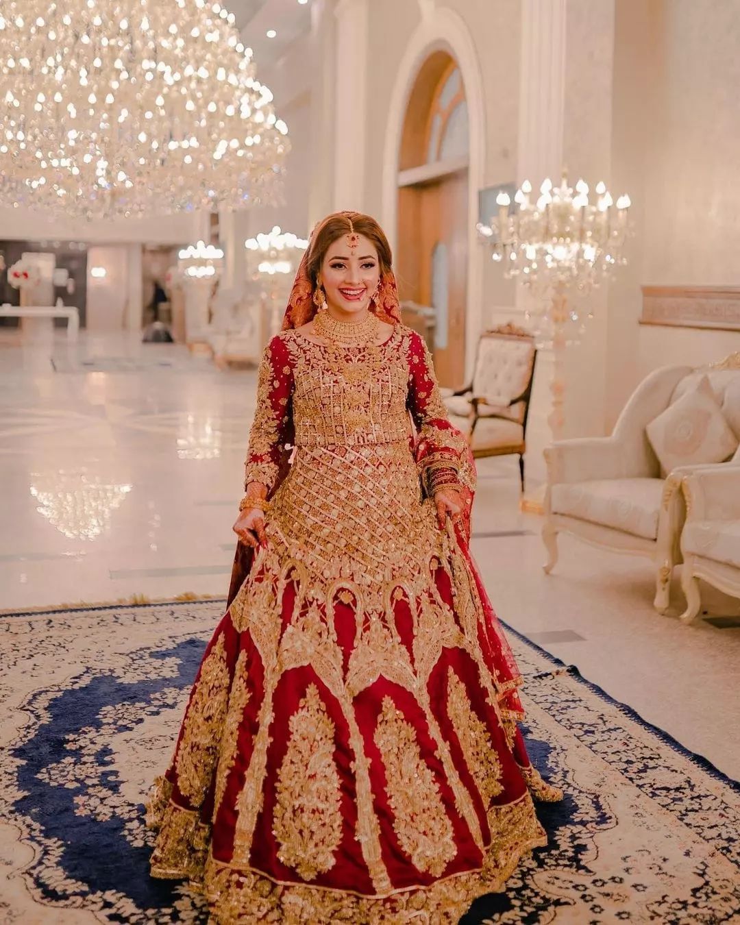 Red Designer Indian Bridal Lehenga choli with Golden Embroidery - DN-1503