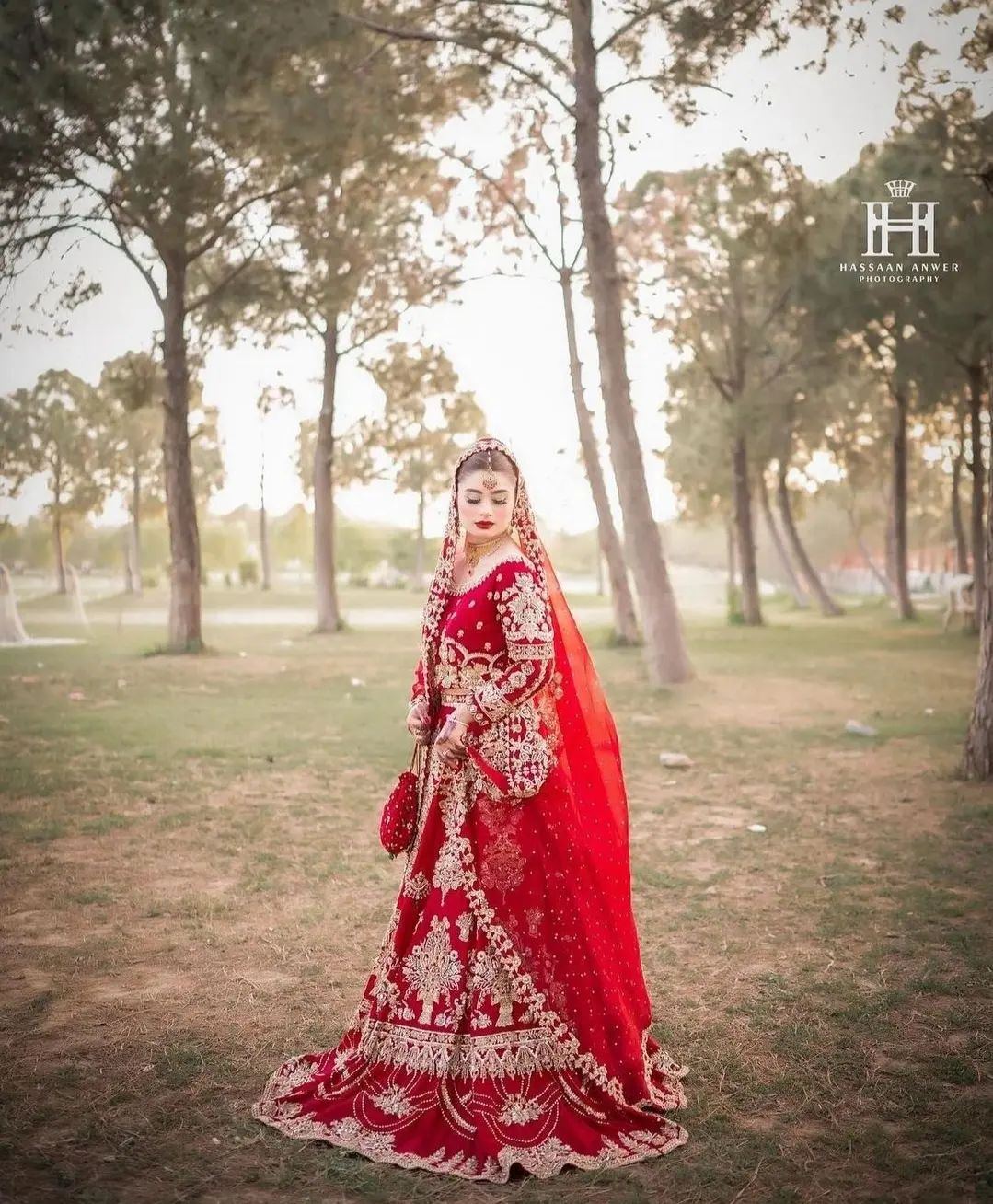 RED WEDDING GOWN WITH GOLDEN EMBROIDERY - DN-1916