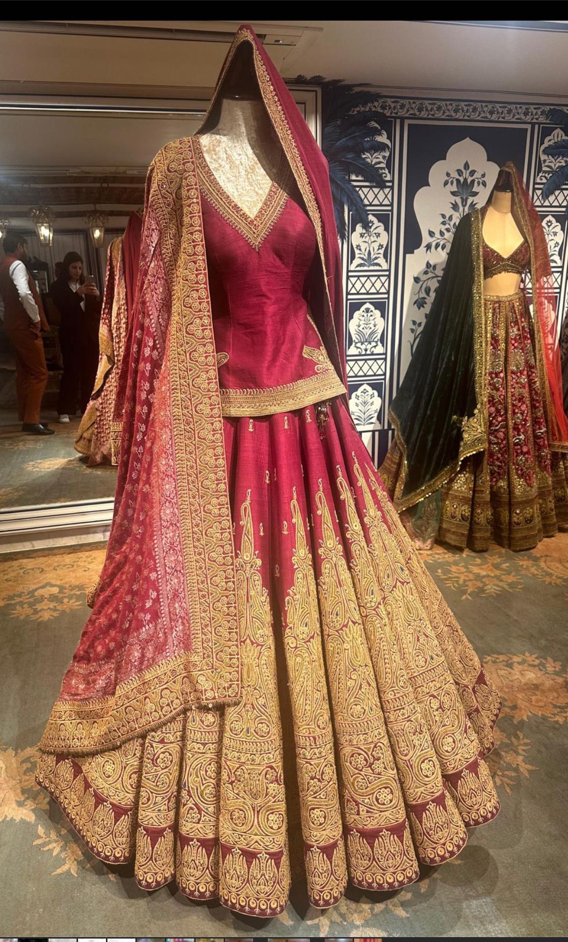 Punjabi Bridal Red Lehenga – Heavy Zardozi Embroidered Wedding Lehenga with Dupatta - DN-1008