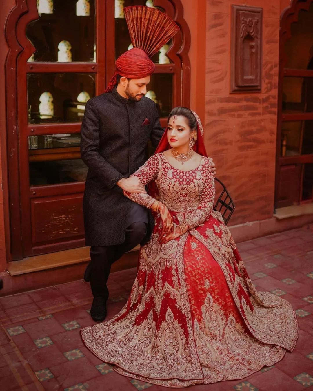Red Designer Bridal Lehenga with Embroidered Split Jacket - DN-1499