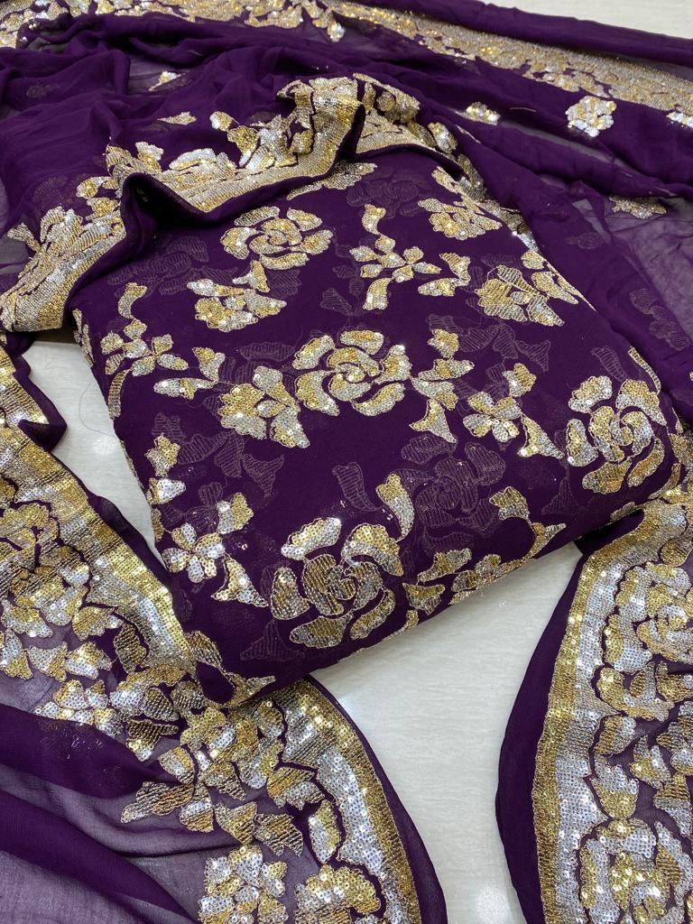 Geirgeote Kshkin Suits Designer Dupata Wedding Bridal Unstitch - DN-1090