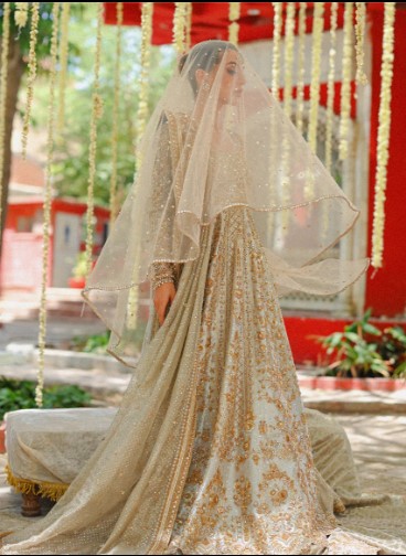 Pastel Colour Floor Length Maxi Pakistani Style Anarkali Bridal Walima Nikaah Dress – DN-3003