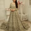 GOLDEN LONG TRAIL EMBROIDERED WEDDING GOWN AND EMBELLISHMENT - DN-1908