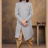 Reception Grey Sherwani For Groom - DN-2043
