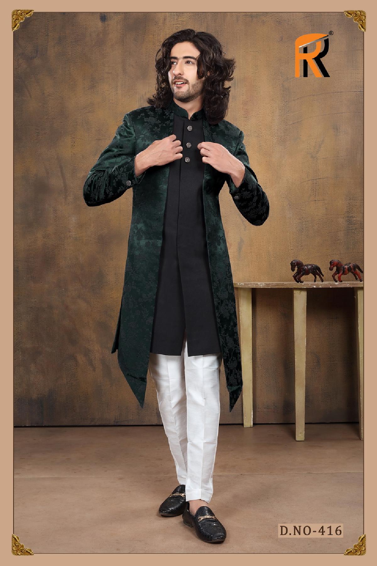 Velvet Green Groom Sherwani - DN-2042