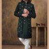 Reception dark green and half jacket groom sherwani - DN-2039