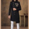 Attractive Black Shiny Indo Western Groom Sherwani - DN-2034