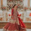 Red and Golden Designer Bridal  Pakistani Bridal Sharara with Embroidery - DN-1541