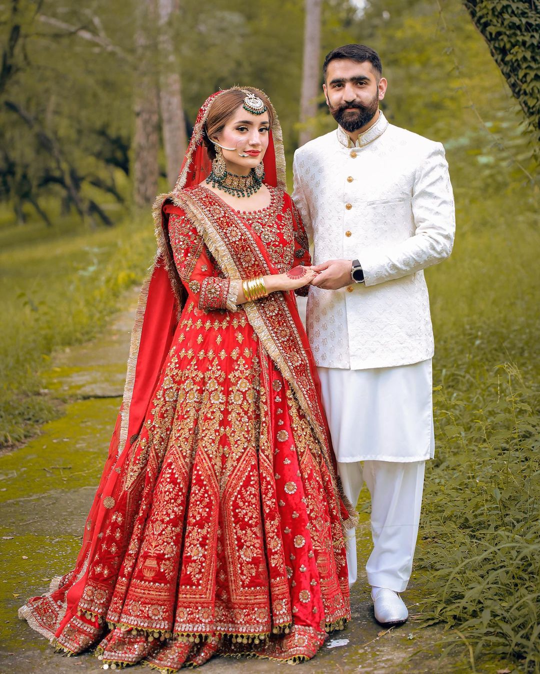 Red Designer Indian and Pakistani Bridal Long Anarkali with Lehenga - DN-1535