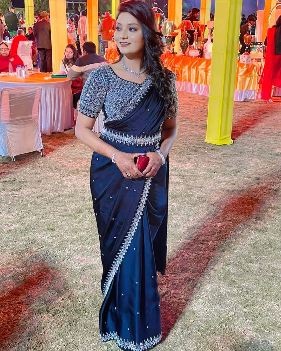 Blue Designer Partywear Silk saree New collection - DN-1324