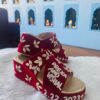 Designer Velvet Bridal Maroon wedge with Name and Embellishment - DN-1329